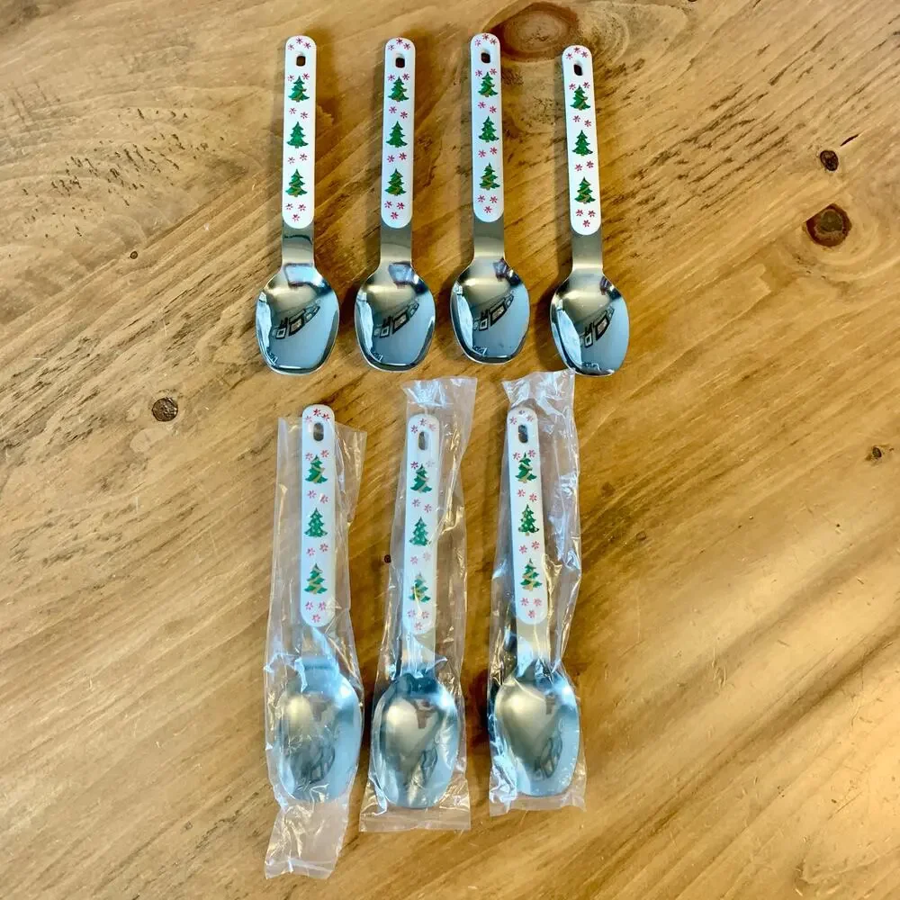 Oneida Colormates Tablespoons Set 7 Holiday Christmas Tree Northland Stainless